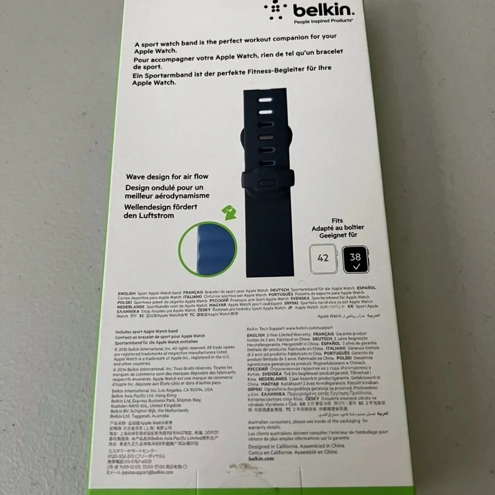 BRAND NEW 38MM BELKIN SPORT BAND/BRACELET/ARMBAND MARINA BLUE FOR APPLE WATCH
